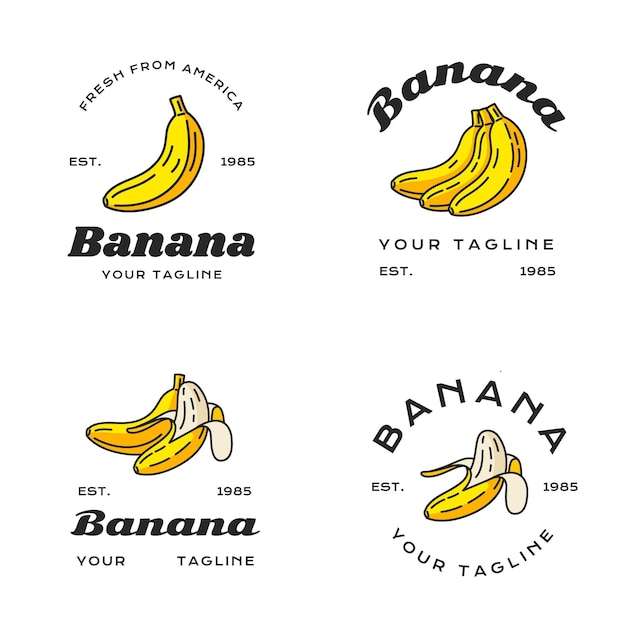 Gratis vector set van verschillende bananenlogo's