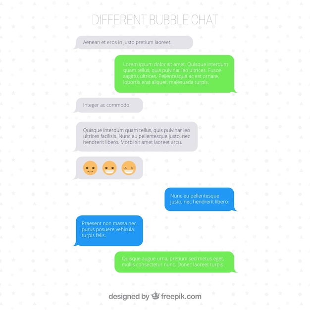 Set van verschillende bubbels chat voor messenger app