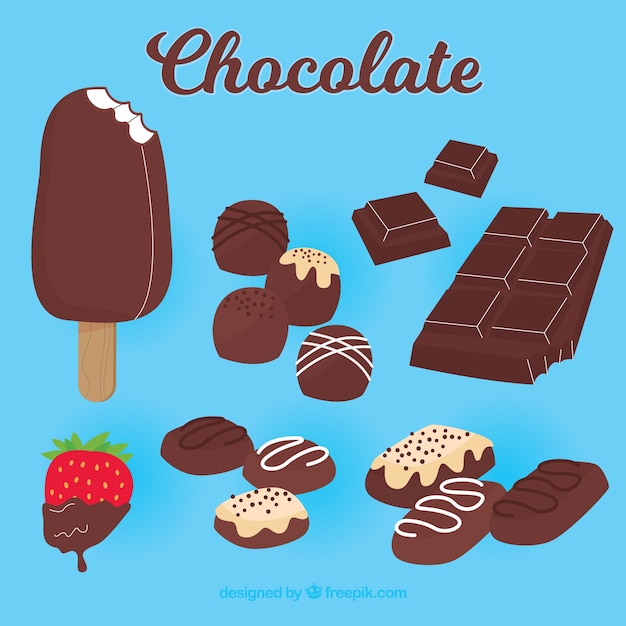 Gratis vector set van verschillende chocolade snoepjes