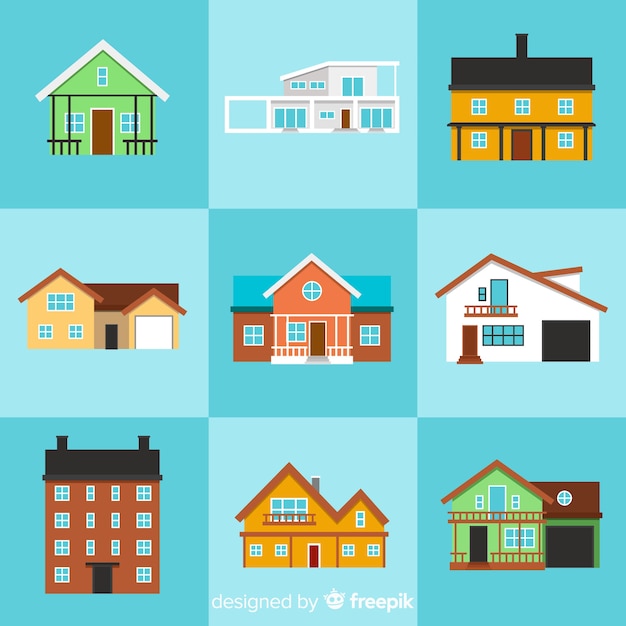 Gratis vector set van verschillende huizen