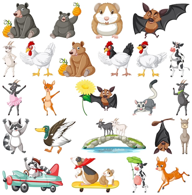 Gratis vector set van verschillende kinderen van dieren