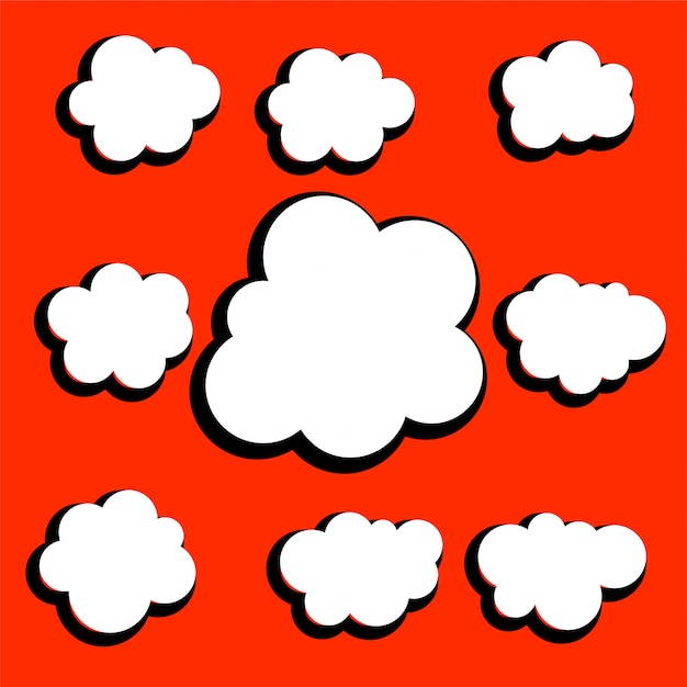 Set van verschillende komische wolken ontwerp