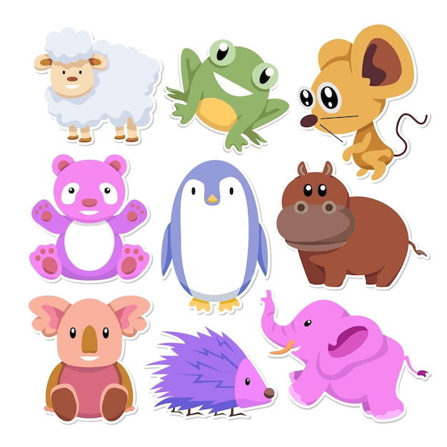 Set van verschillende mooie dieren in cartoon-stijl vector