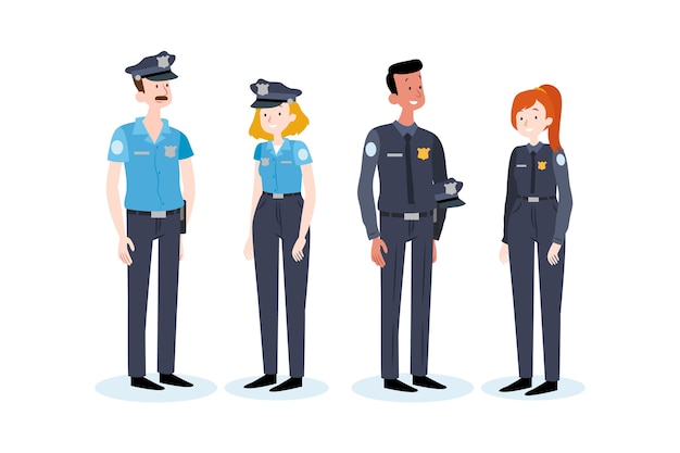 Gratis vector set van verschillende politiemensen