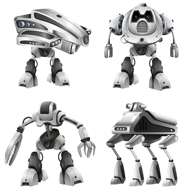 Gratis vector set van verschillende robots