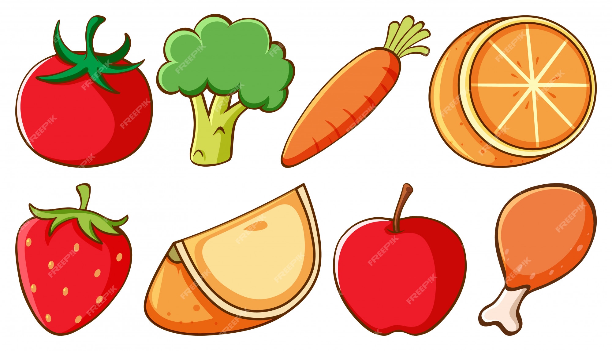 Vervreemding Klant Sportman Set van verschillende soorten groenten en fruit | Gratis Vector