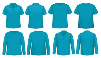 Gratis vector set van verschillende soorten overhemd in dezelfde kleur