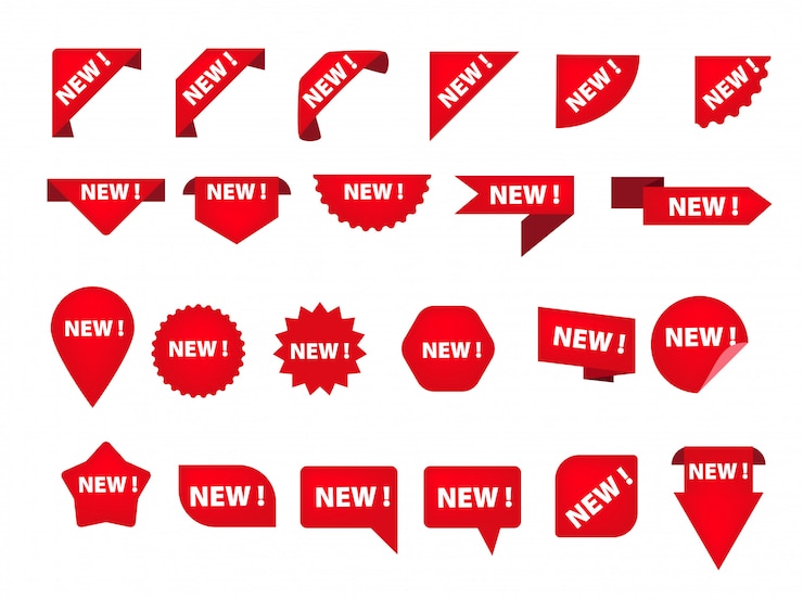 Gratis Vector set van verschillende tags met nieuwe inscriptie