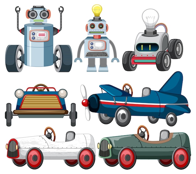 Gratis vector set van verschillende vintage robots