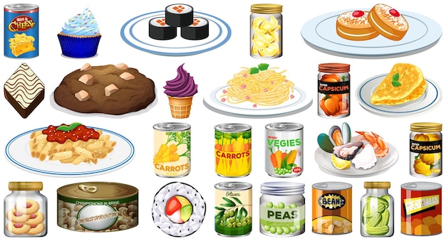 Gratis vector set van verschillende voedingsmiddelen