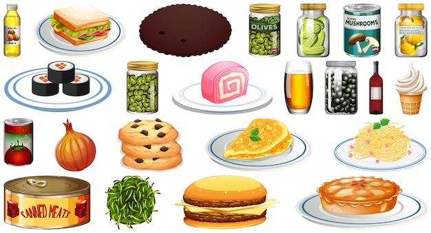 Set van verschillende voedingsmiddelen