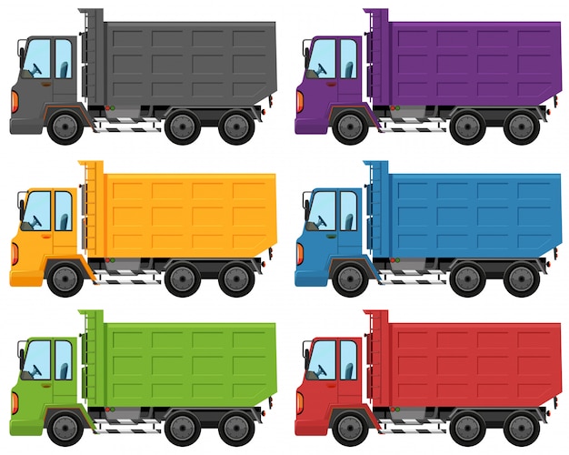 Gratis vector set van verschillende vrachtwagenkleur