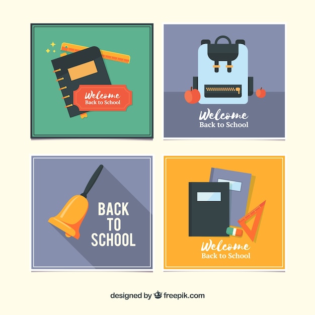 Set van vier back to school-kaarten