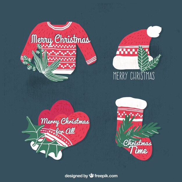 Gratis vector set van vier kerst labels