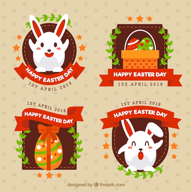 Gratis vector set van vier pasen badges