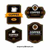 Gratis vector set van vier retro koffie stickers