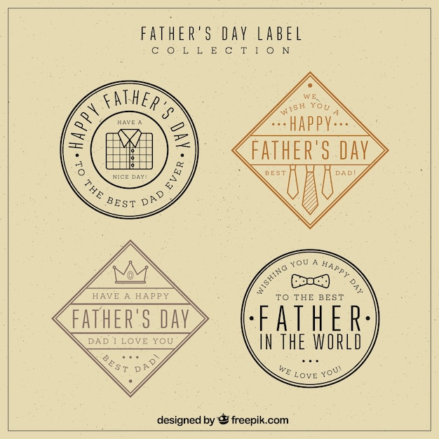 Set van vier uitstekende etiketten voor vaderdag