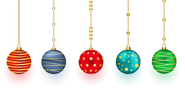 Gratis vector set van vijf 3d-kerstbalelementen voor decoratie