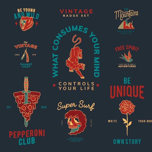 Gratis vector set van vintage badges