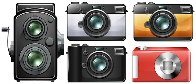 Gratis vector set van vintage camera's illustratie