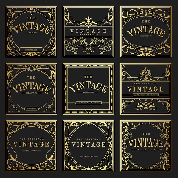 Set van vintage gouden art nouveau elementen vector