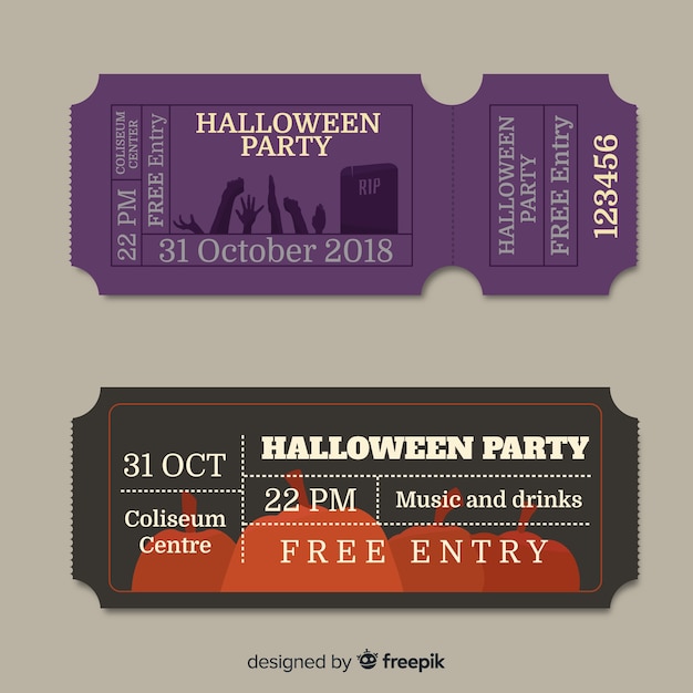 Set van vintage halloween party tickets