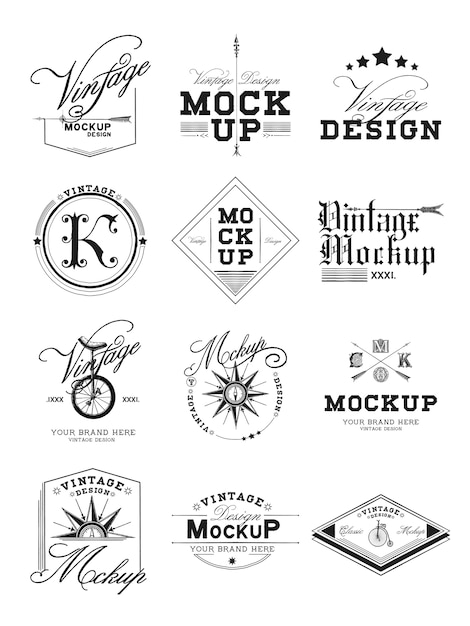 Gratis vector set van vintage mockup logo ontwerp vector