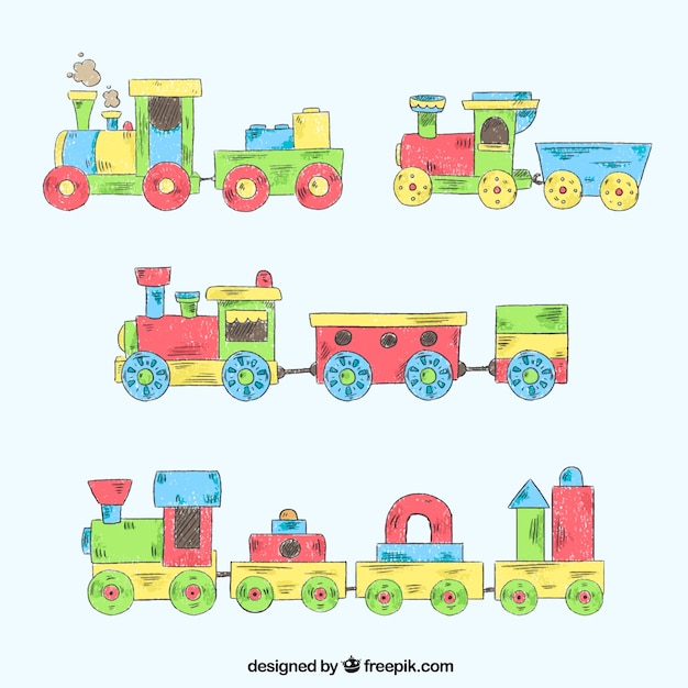 Set van vintage speelgoed treinen