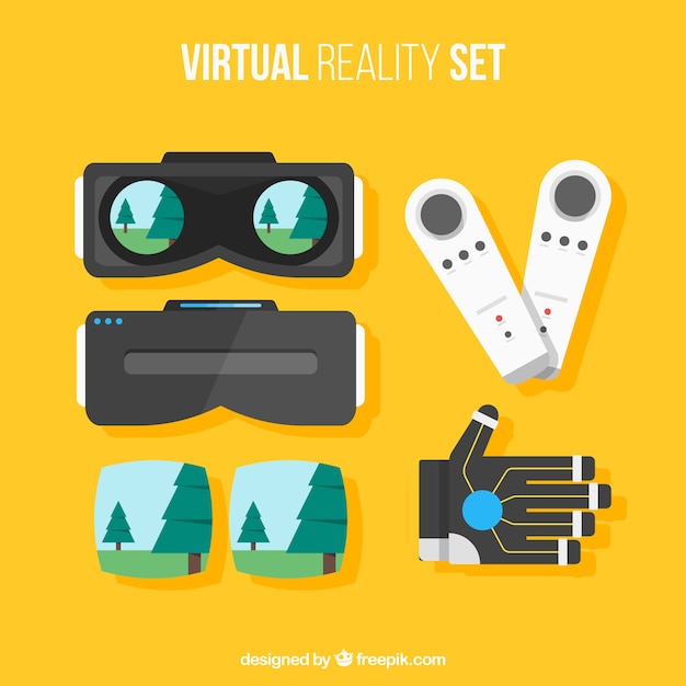 Set van virtual reality vlakke elementen
