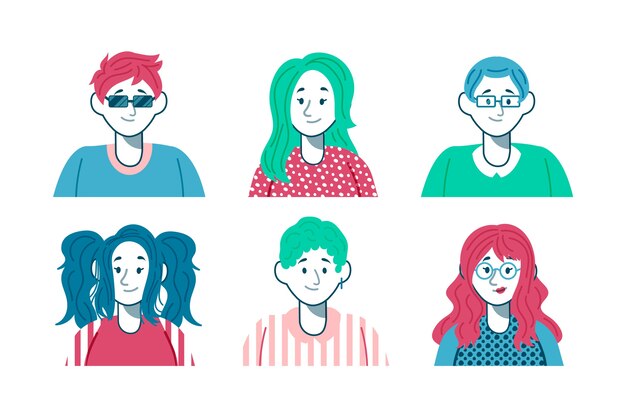 Set van vlakke stijl avatars van mensen