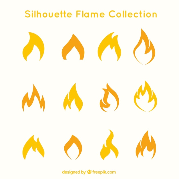 Set van vlammen silhouetten
