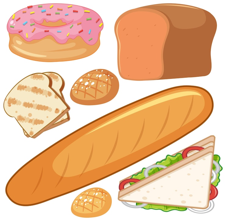 Gratis Vector set van voedsel cartoon geïsoleerd