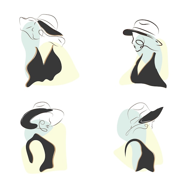 Gratis vector set van vrouwen in elegante lijn kunststijl