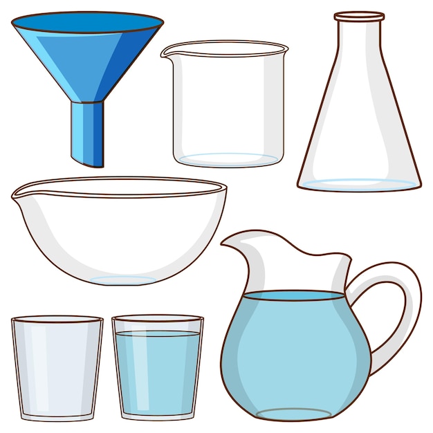 Set van watercontainer eenvoudige cartoon-stijl