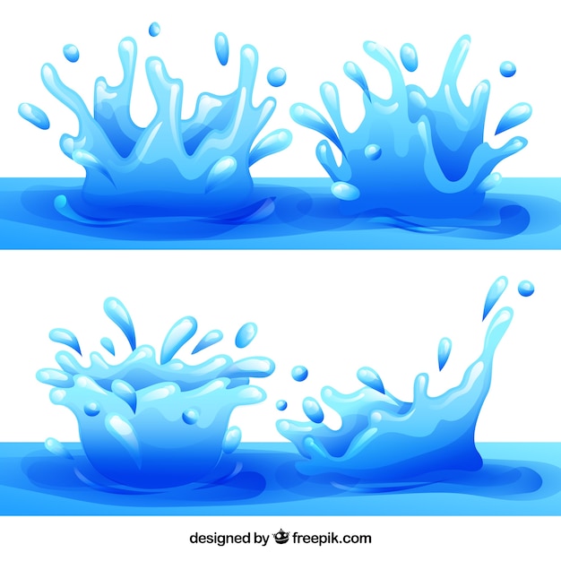 Gratis vector set van waterspatten in vlakke stijl