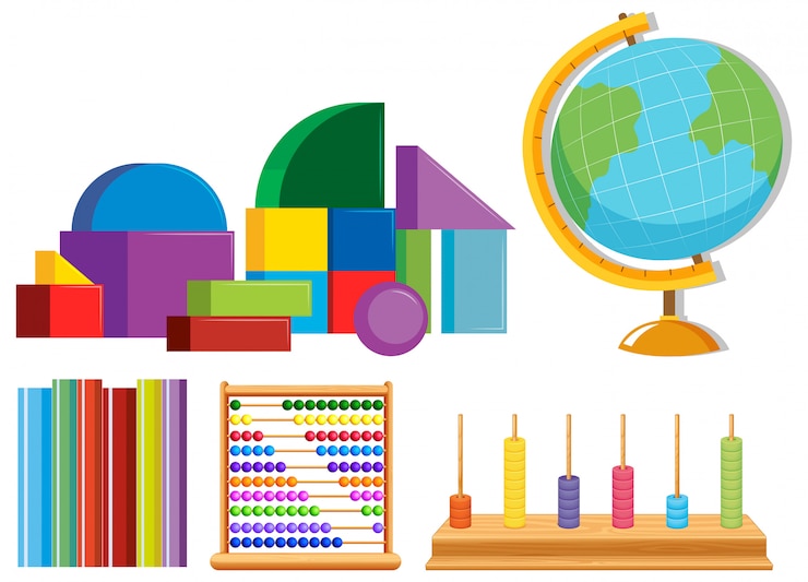 Gratis Vector set van wiskundespeelgoed