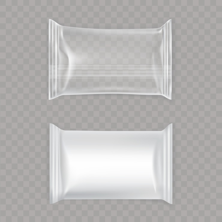 Gratis Vector set van witte en transparante plastic zakken.