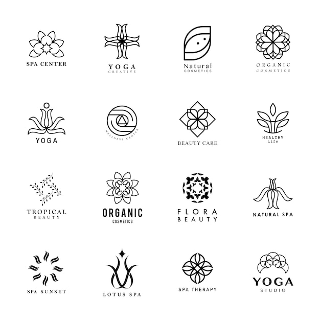 Gratis vector set van yoga en spa logo vector