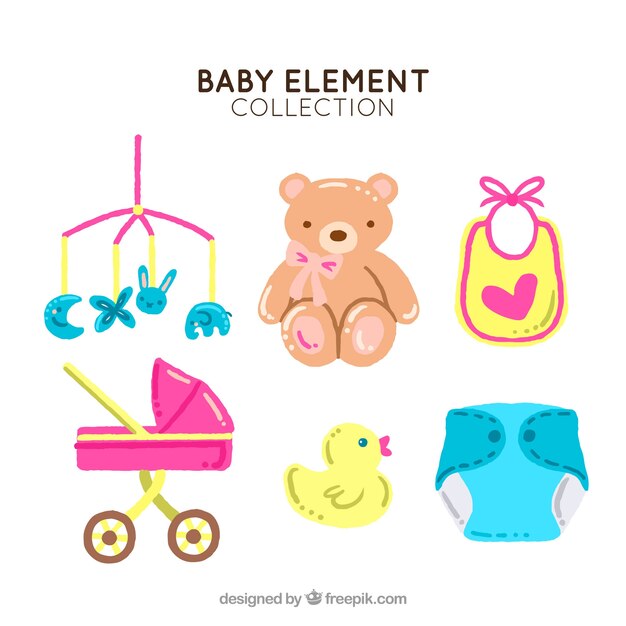 Set van zes baby-elementen