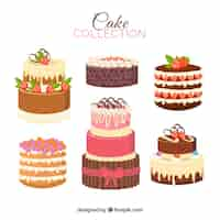 Gratis vector set van zes cakes