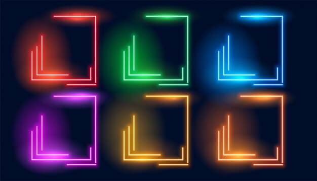 Set van zes neon kleurrijke geometrische lege frames