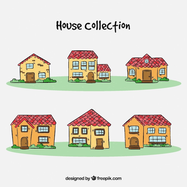 Gratis vector set van zes verschillende huizen