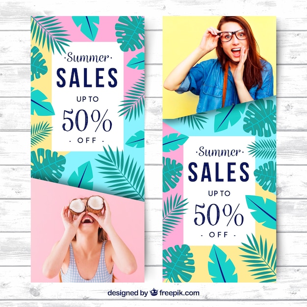 Set van zomer verkoop banners met afbeelding