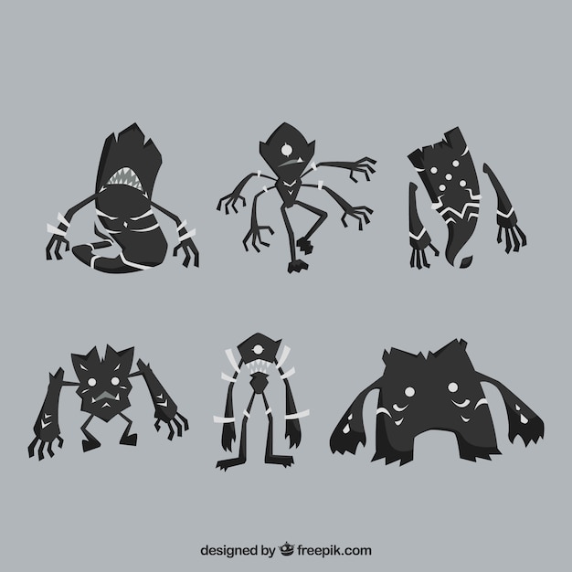 Gratis vector set van zwarte monsters