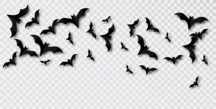 Gratis Vector set van zwarte paperstyle halloween-vleermuizen in vector geïsoleerd op transparante achtergrond
