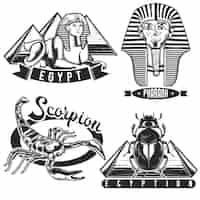 Gratis vector set vintage egyptische emblemen