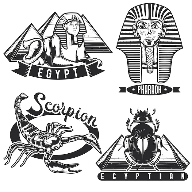 Set vintage Egyptische emblemen