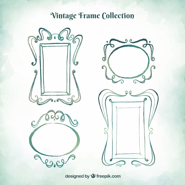 Set vintage frames in gouden stijl