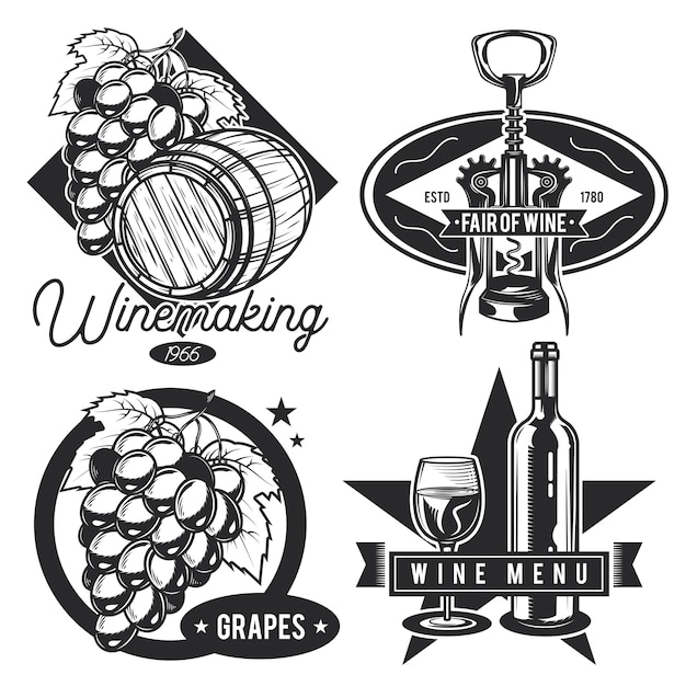 Gratis vector set vintage wijn emblemen