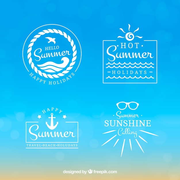 Gratis vector set vintage zomer stickers